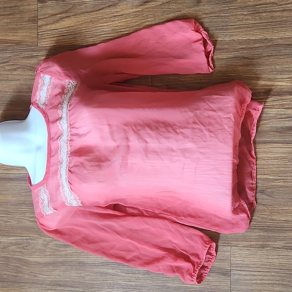 Lily Star Tops - Lily Star Sheer Pink Blouse